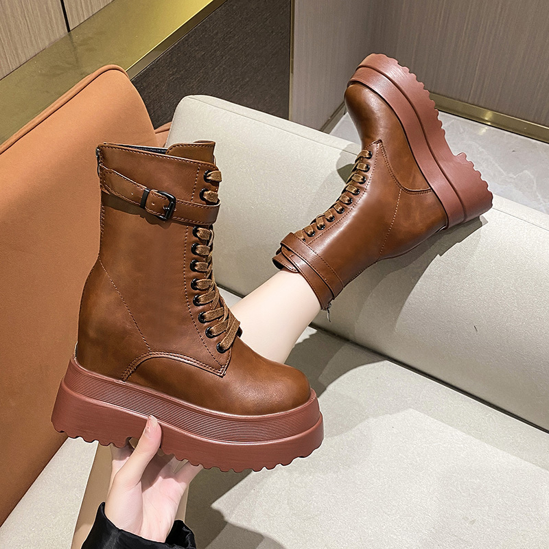 11cm Woman Hidden Wedges Boots - Sewing Latex avis et prix