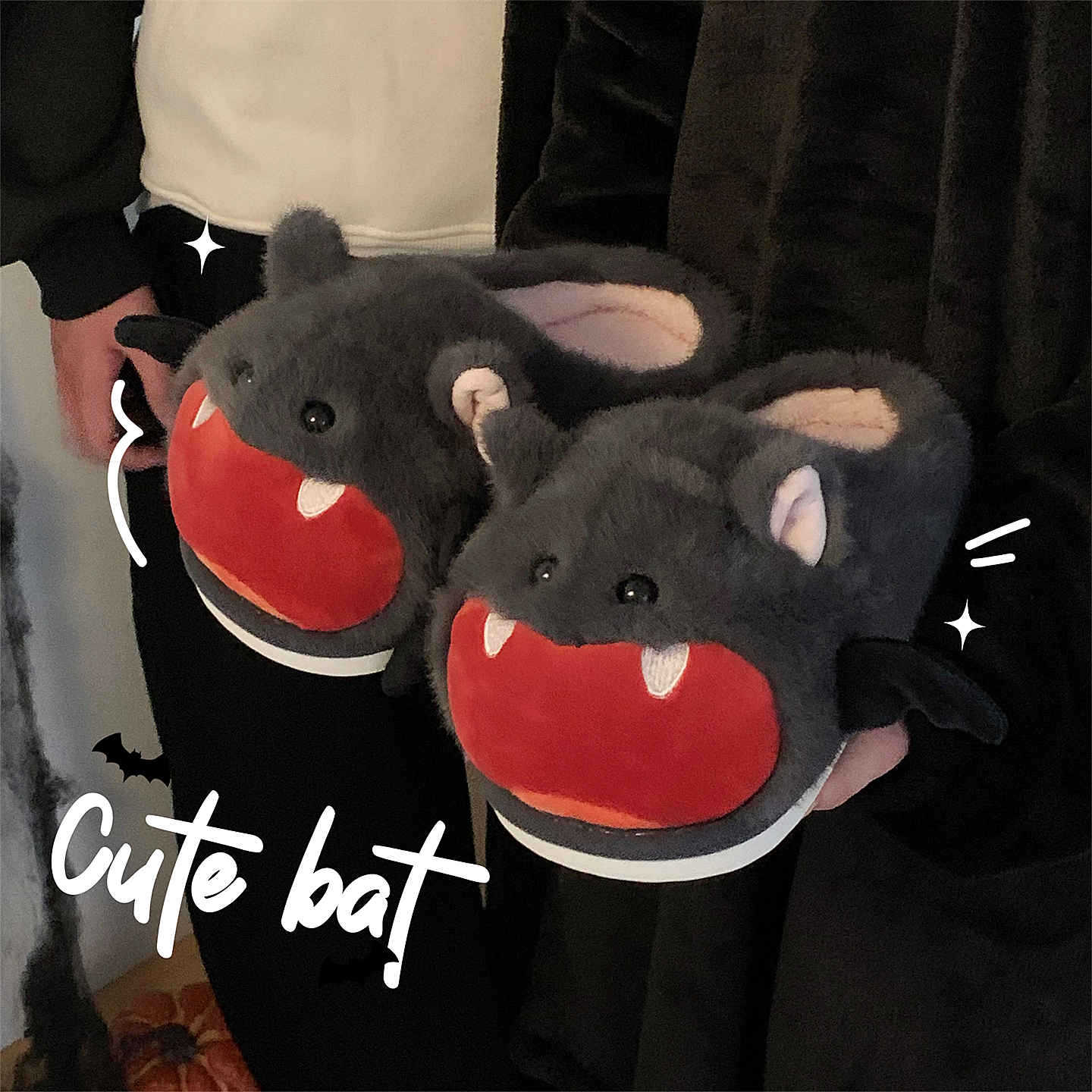 Halloween Bat Plush Slippers W - Sewing House avis et prix