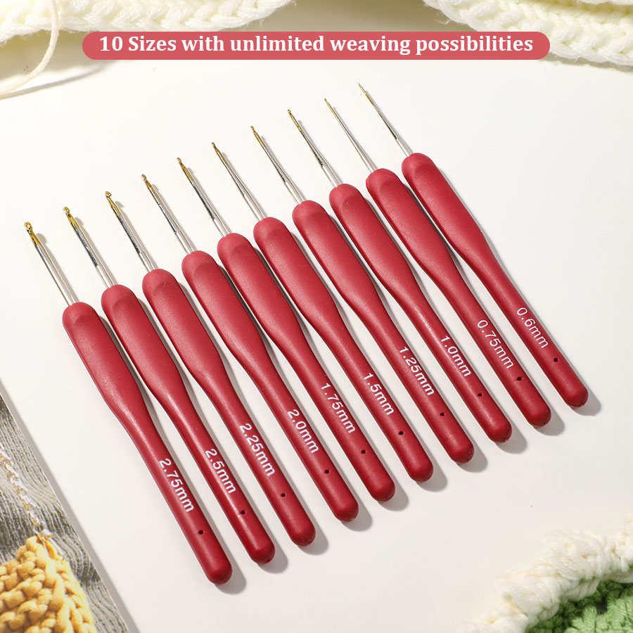 10pcs Red Crochet Set Kit Sili - Sewing Necessities avis et prix