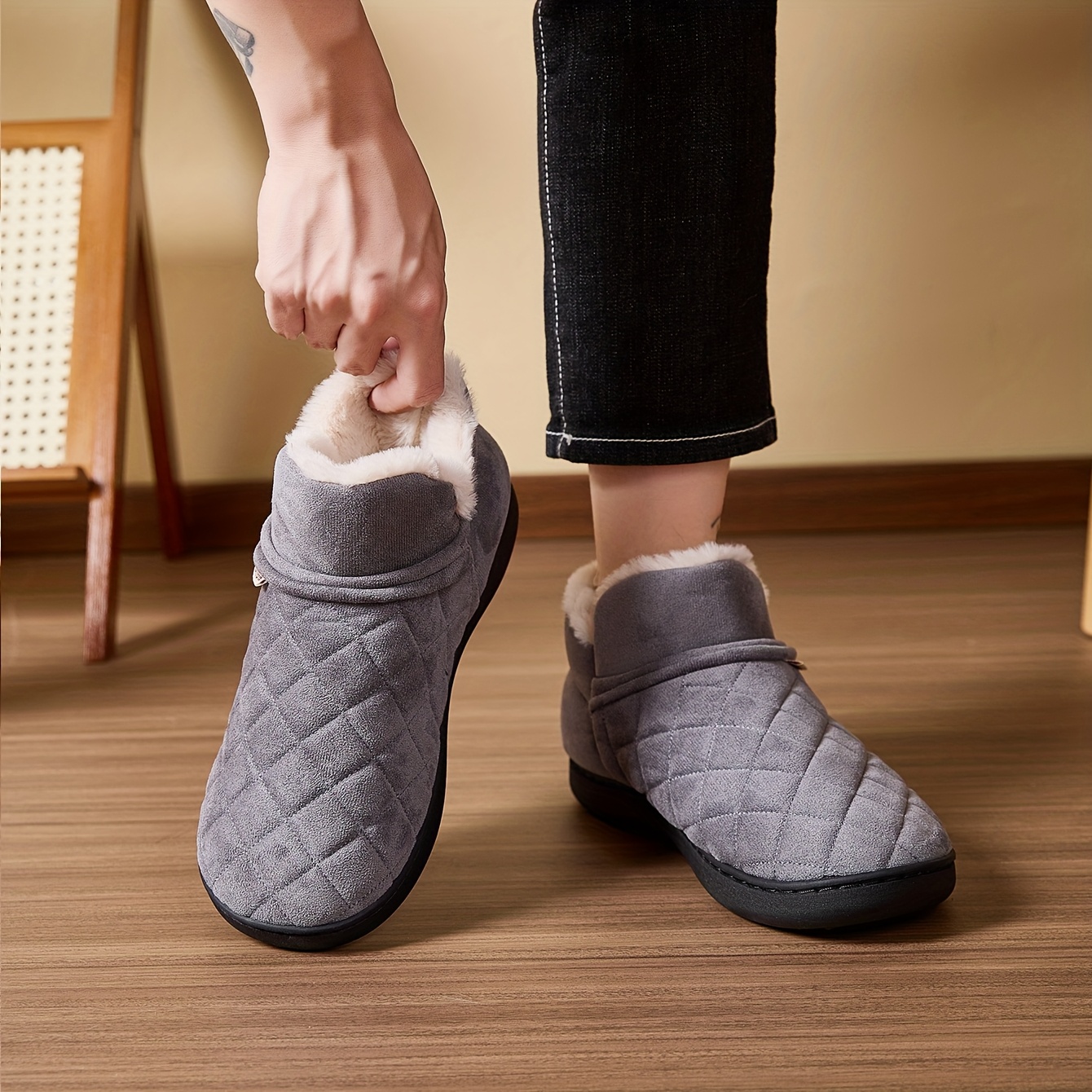 Winter Warm Plush Slippers Men - Sewing House avis et prix