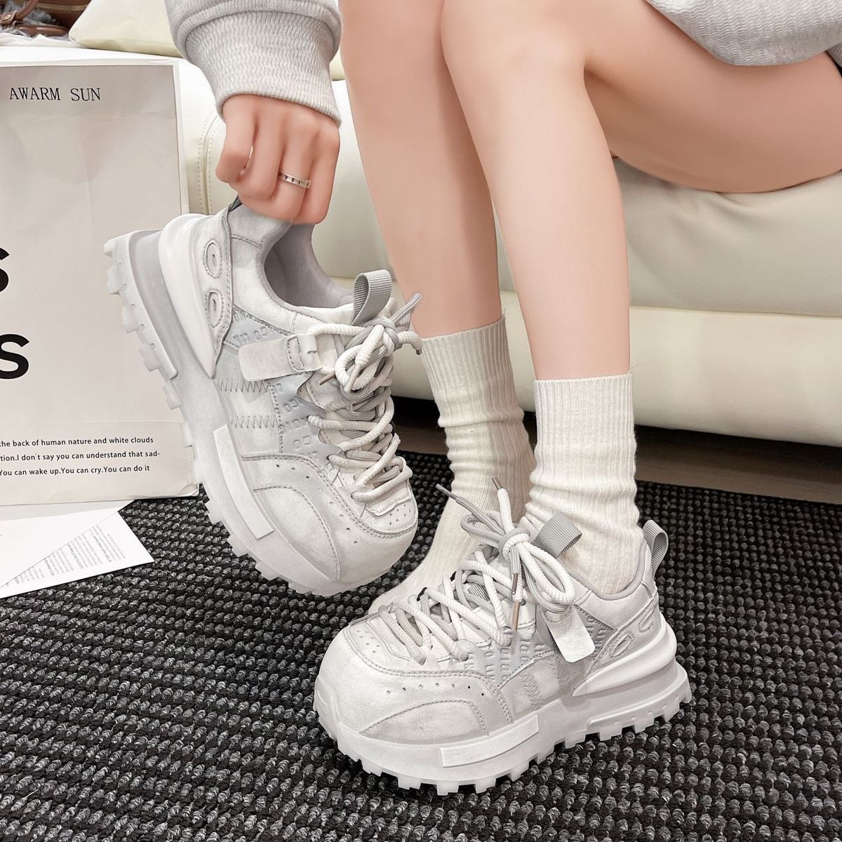 Autumn Vintage Chunky Sneakers - Sewing Latex avis et prix