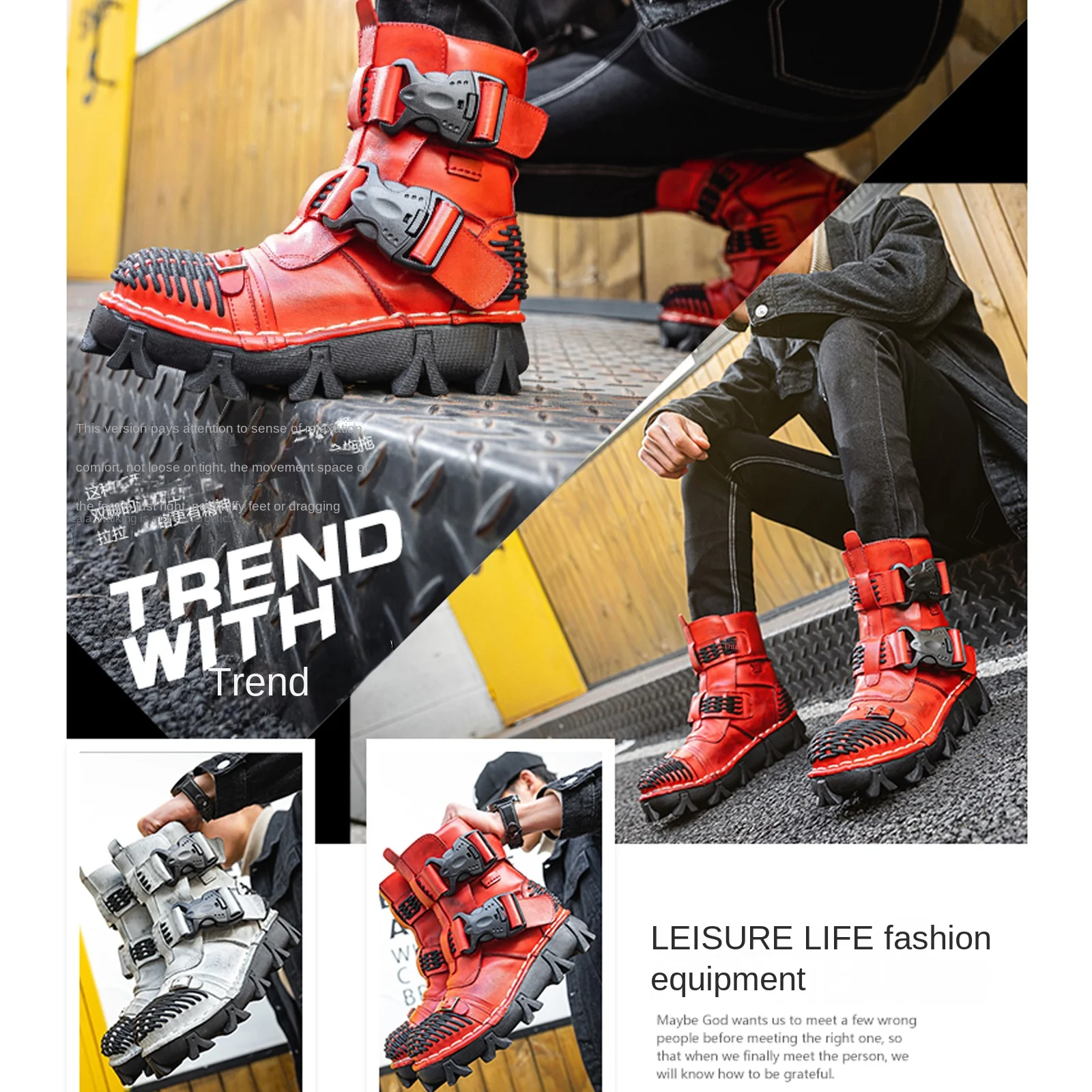 Men's Genuine Leather Motorcyc - Sewing Latex avis et prix
