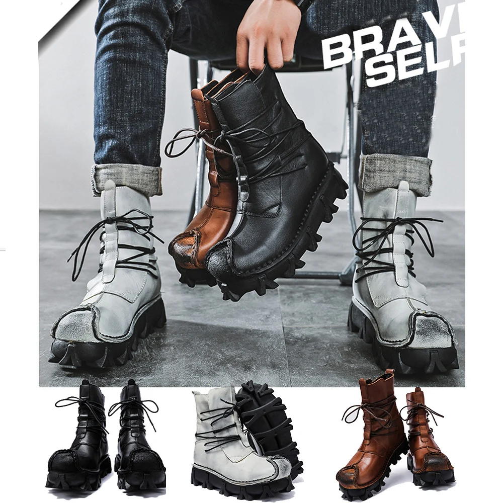 Men's Genuine Leather Skull Bo - Sewing Latex avis et prix